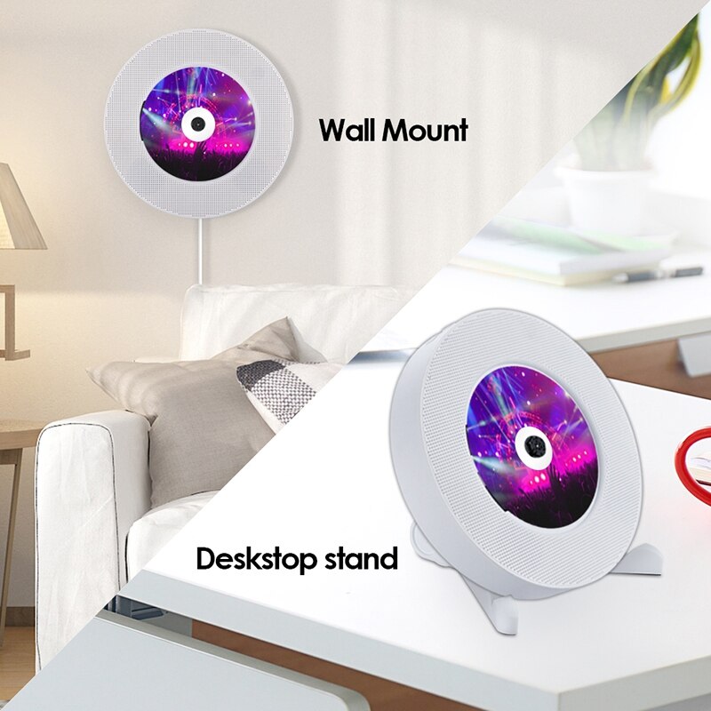 Portable Wall Mountable Bluetooth DVD Player USB LED Display HiFi Speaker o with Remote Control FM Radio Built-In EU Plug