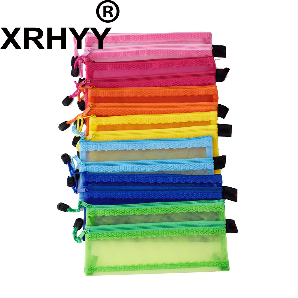 Studerende  a6 lærred lynlås dokumentlommer dobbelt lag mesh zip fil poser opbevaring blyant organizer pen brevpapirholder
