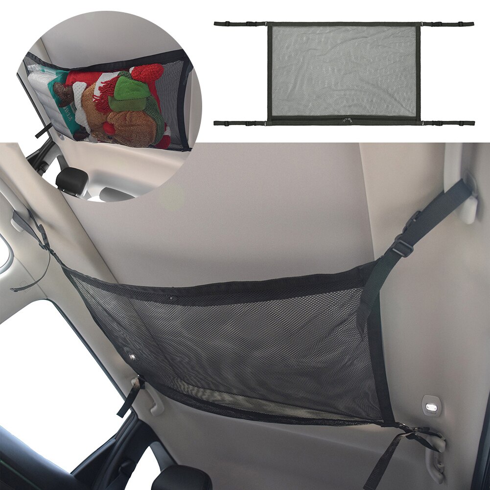 ​31*20inches Adjustable Car Roof Cargo Mesh Storage Bag Ceiling Hanging Luggage Storage Organizer Pocket