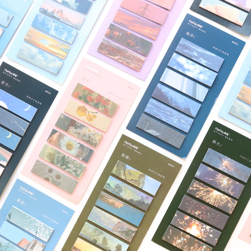 Domikee landscape school student sticky notes pad ins self-adhesive index label mug memo pad stationery