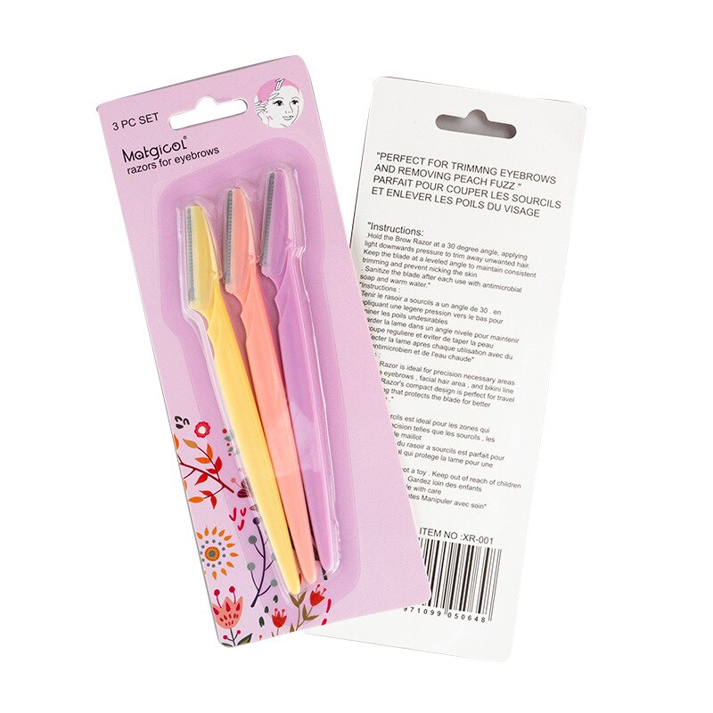 3 Stks/set Wenkbrauw Trimmer Eye Brow Haar Remover Facial Razor Wenkbrauwen Blades Scheerapparaat Scherpe Draagbare Set Vrouwen Beauty Make-Up Tool kit: mix color