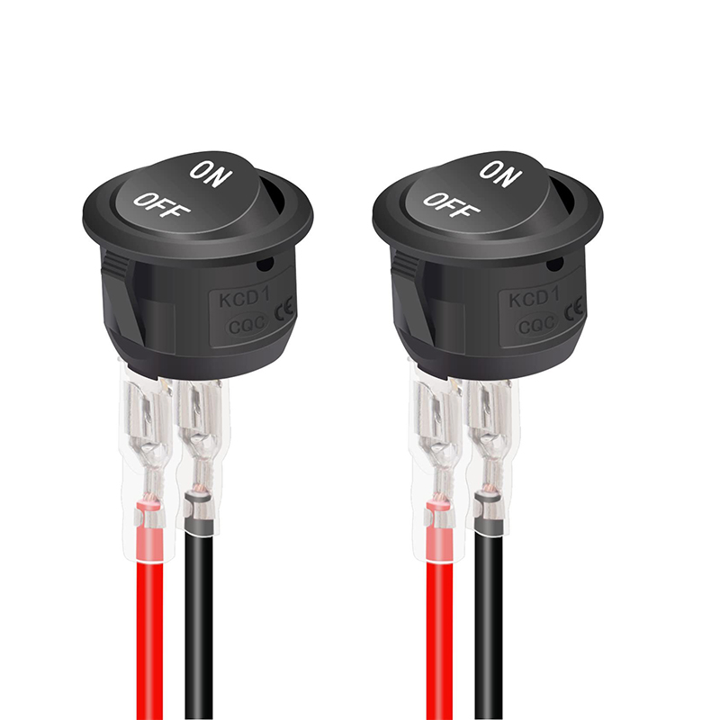 Interruptor basculante redondo de 12V CA 6A/250V 10A/125V SPST 2 pines 2 posiciones interruptor de palanca de encendido/apagado para coche barco automotriz RV negro: Oro