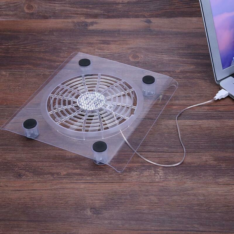 Transparent Large Cooling Fan Laptop Cooler USB LED Display Cooler Pad Stand For 15inches Laptop PC Large Cooling Fan