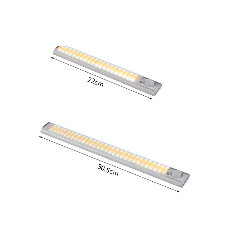 Luz LED con Sensor de movimiento PIR para armario, lámpara de noche de armario, luz de fondo para escalera, lámpara de imán, 10/80/120