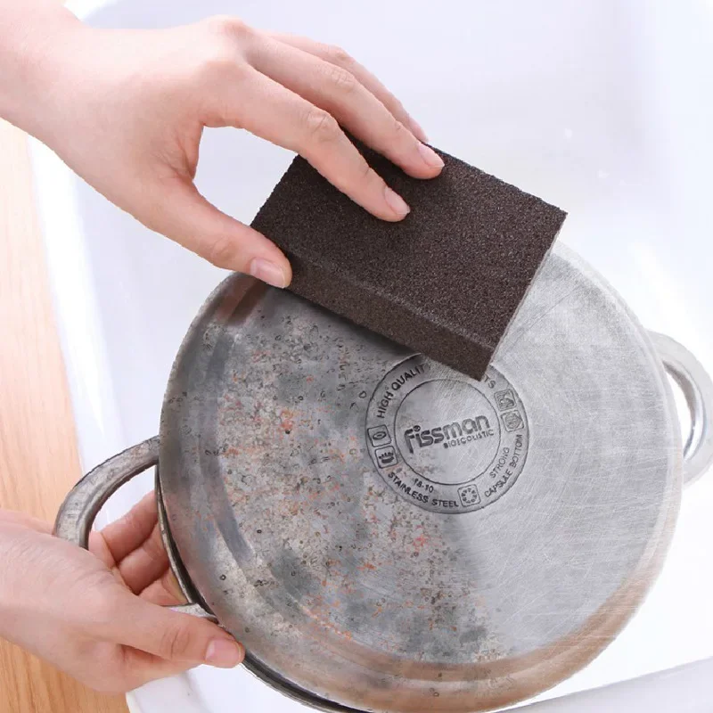 Detergente per spazzole per pulizia cucina, spugna in carborundum da 4 pezzi per rimuovere sporco e ruggine, accessori da cucina