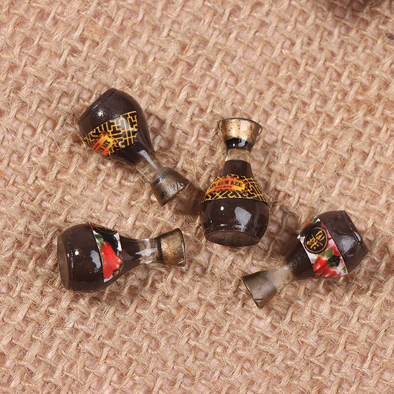 4 Stks/zak 1/12 Schaal Dollhouse Miniatuur Japanse Sojasaus Pretend Voedsel Speelgoed Accessoires