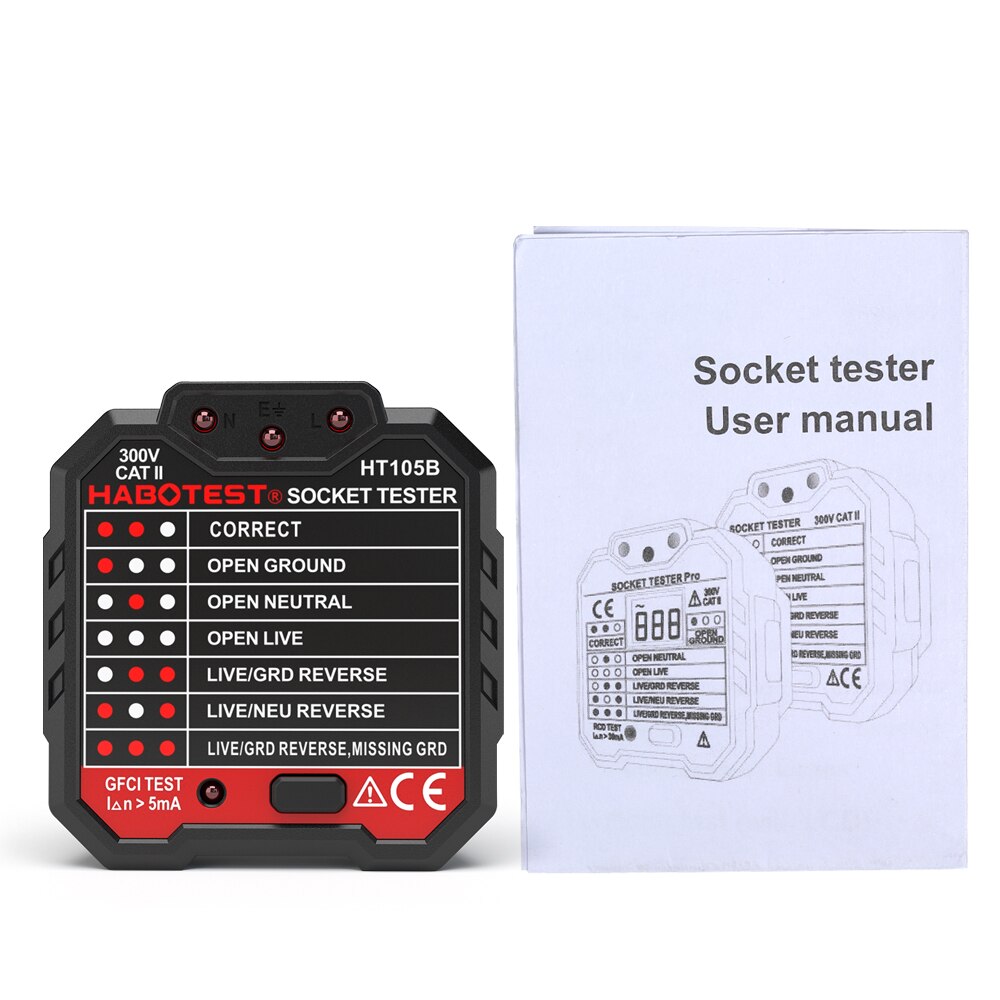 HABOTEST-probador de enchufe eléctrico HT105B avanzado RCD, detector de línea de circuito e interruptor de enchufe de pared para buscador, prueba de fugas eléctricas