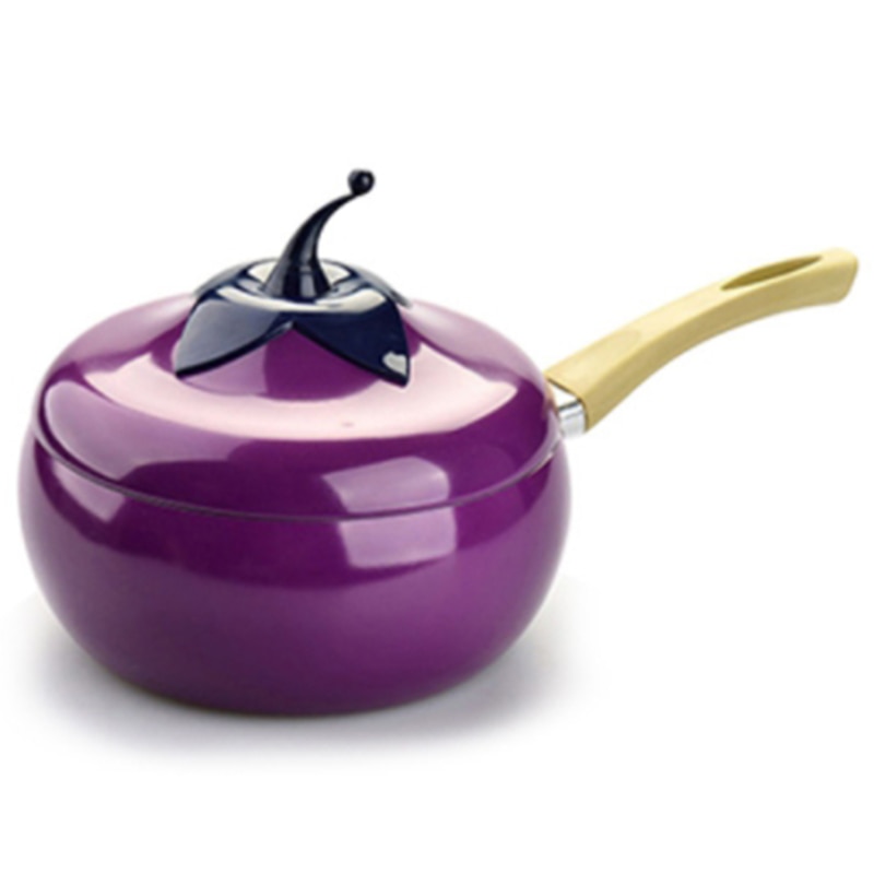 Fruit Pan Cooking Pot Color Grill Pan Induction Cooker Gas Aluminum alloy Cookware Eggplant Milk Pot: Default Title