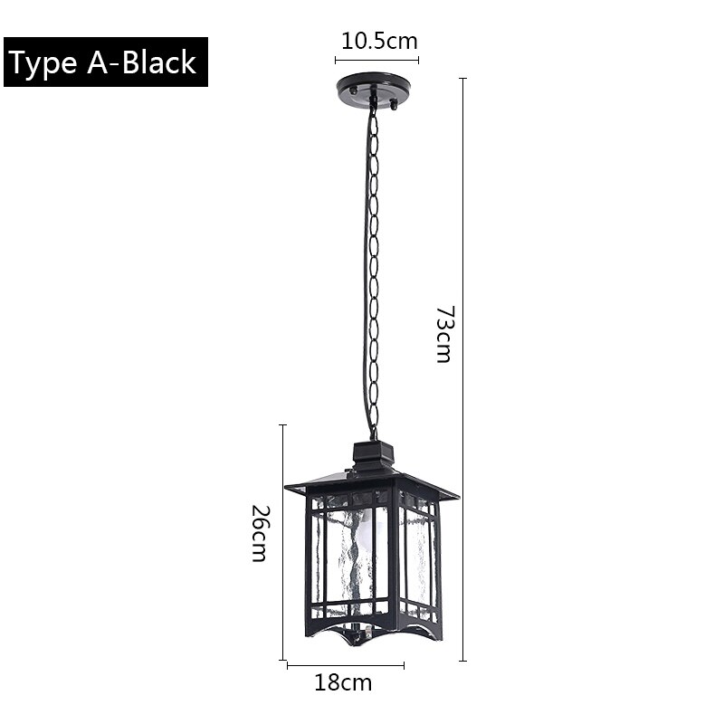 Lampes suspendues imperméables européennes en plein air rétro village lustre balcon couloirs lumières raisin support lampe à suspension luminaire: Type A black
