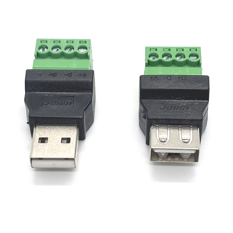 Terminal de giro macho hembra tipo USB 2,0 de 4 pines, Terminal de giro USB para evitar enchufes de soldadura, conector de cabeza macho y hembra, 1 Uds.