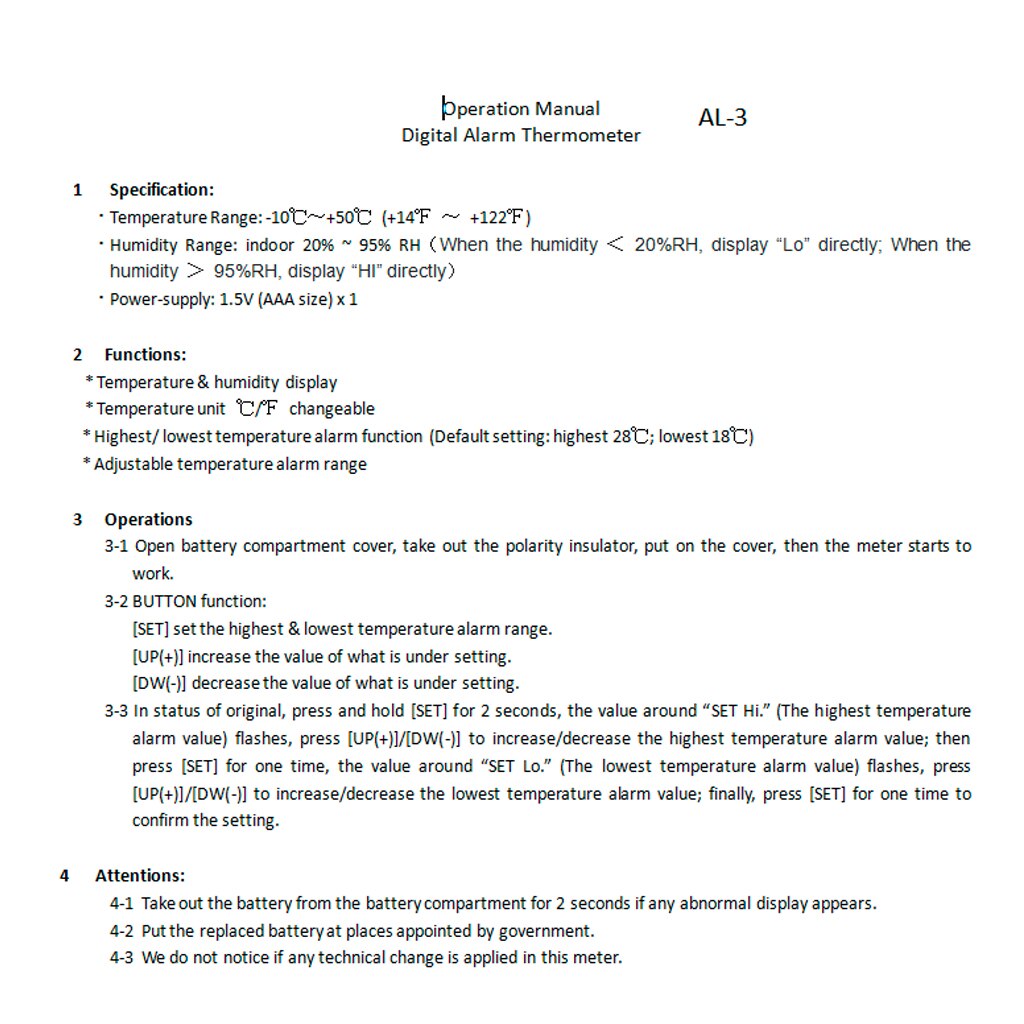 Easy to Read Refrigerator Freezer Thermometer Alarm Temperature