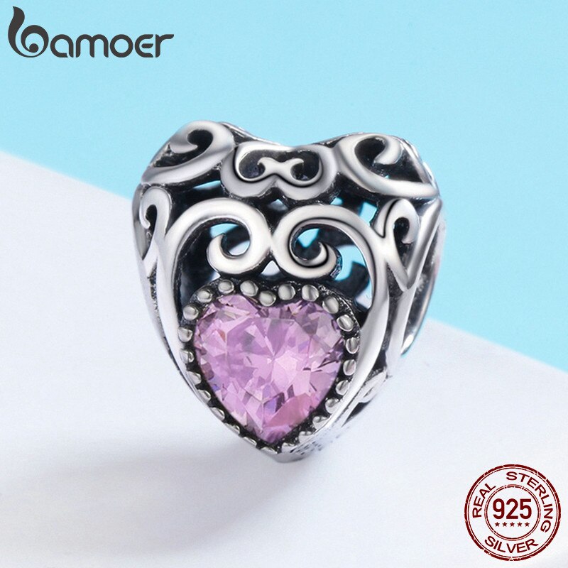 BAMOER Authentic 100% 925 Sterling Silver Month Birthst AAA Zircon Beads fit Charm Bracelet DIY Jewelry Making SCC573-10