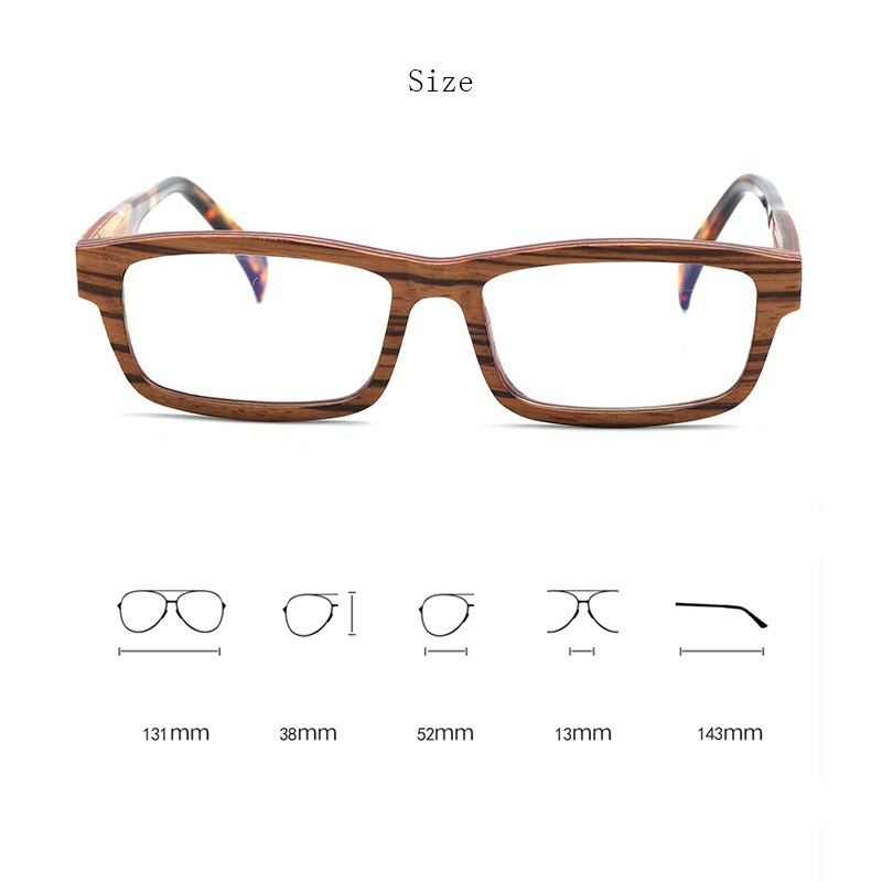 Montura de gafas para cara pequeña, lentes ópticas de madera Real Vintage de 131mm, Marcos para miopía, gafas graduadas, montura de leopardo