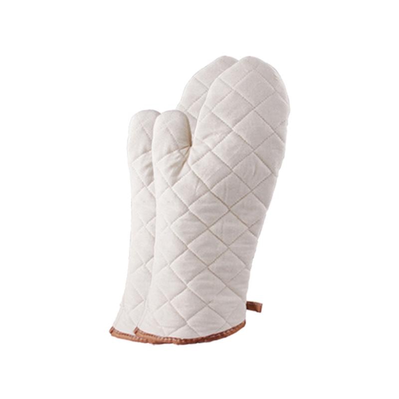 2 piezas de tela de algodón blanco guantes resistentes al calor cocina horno manopla utensilios de cocina para restaurante casero: Amarillo