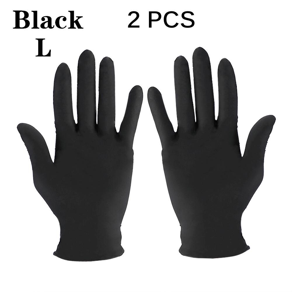 2pcs Disposable Nitrile Gloves Latex Home Food Laboratory Cleaning Gloves Rubber Gloves Protective Gloves: black L