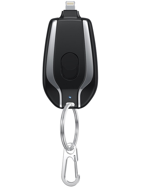 1500mAh Mini Power Emergency Pod Keychain Charger With Type-C Ultra-Compact Mini Battery Pack Fast Charging Backup Power Bank: black