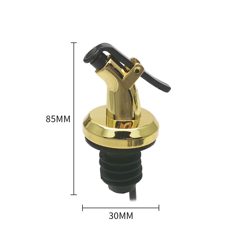 3Pcs Olie Fles Stopper Lock Plug Seal Lekvrije Food Grade Rubber Nozzle Spuit Liquor Dispenser Wijn Schenker keuken Bar Tool: 1 pcs shiny gold