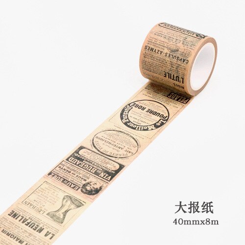 Retro Newspaper Map Gothic Decorative Adhesive Tape Washi Tape DIY Scrapbooking Masking Tape School Office Supply: F