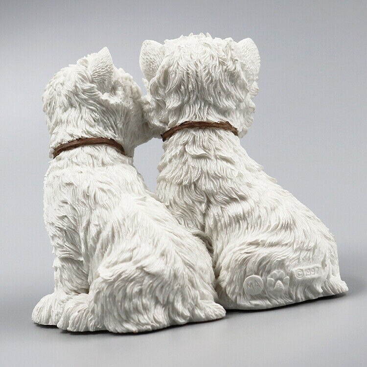 Jjm 2 stk west highland white terrier par hund kjæledyr figur dyr samler leketøy pvc modell dukke pedagogisk leke for barn