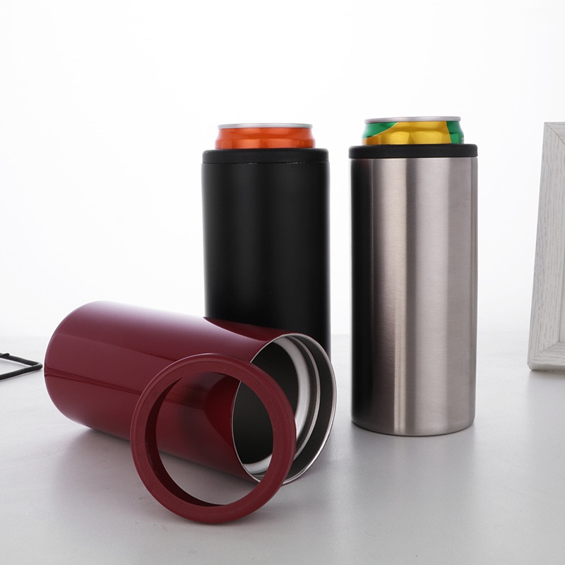 product 12oz Double wall 304 stainless steel thermos insulated vacuum beer cooler,Skinny Can Cooler
