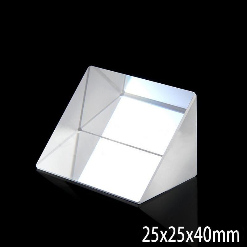 25x25x40mm Optical Glass Driehoekig Lsosceles K9 Prisma Met Reflecterende Film