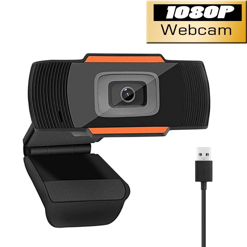 1080P Webcam Conference PC Web Camera With Mic Interface Web Camera For Video Calling Network Teaching Office Meeting: 1080P-Orange