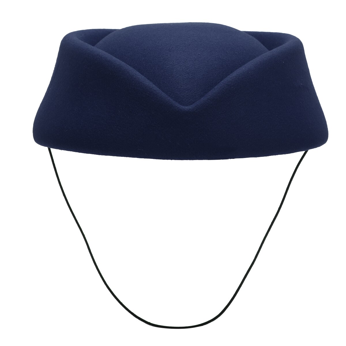 Gorro de azafata para mujer, sombrero de lana de fieltro para azafatas, decoración de de disfraces, pastillero, sombrero de Base de tocado en forma de lágrima: Navy Blue