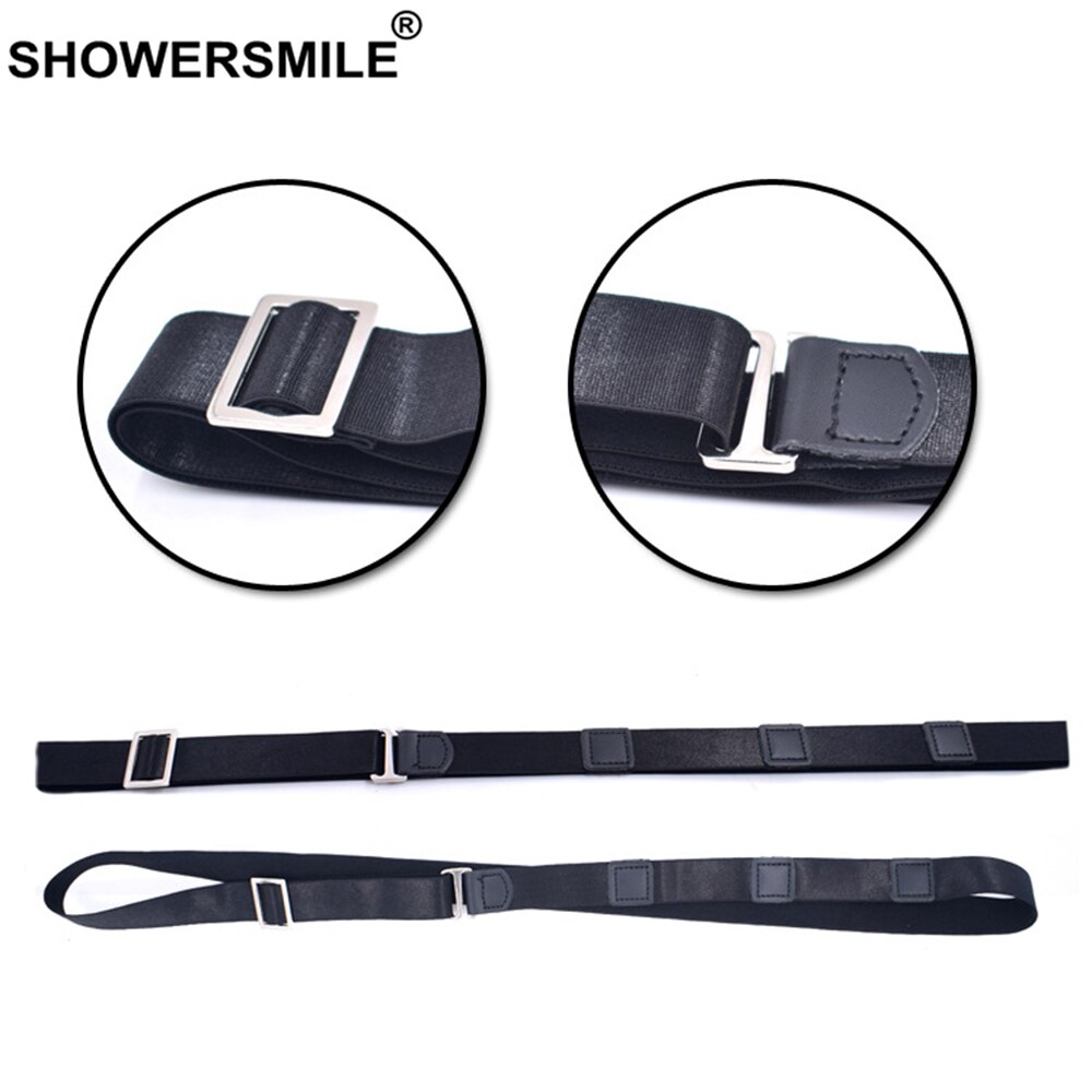 SHOWERSMILE Shirt Tuck Belt Leather Adult Shirt Belt Men Adjustable Formal Work Interview Women Shirt Suspenders Black Unisex