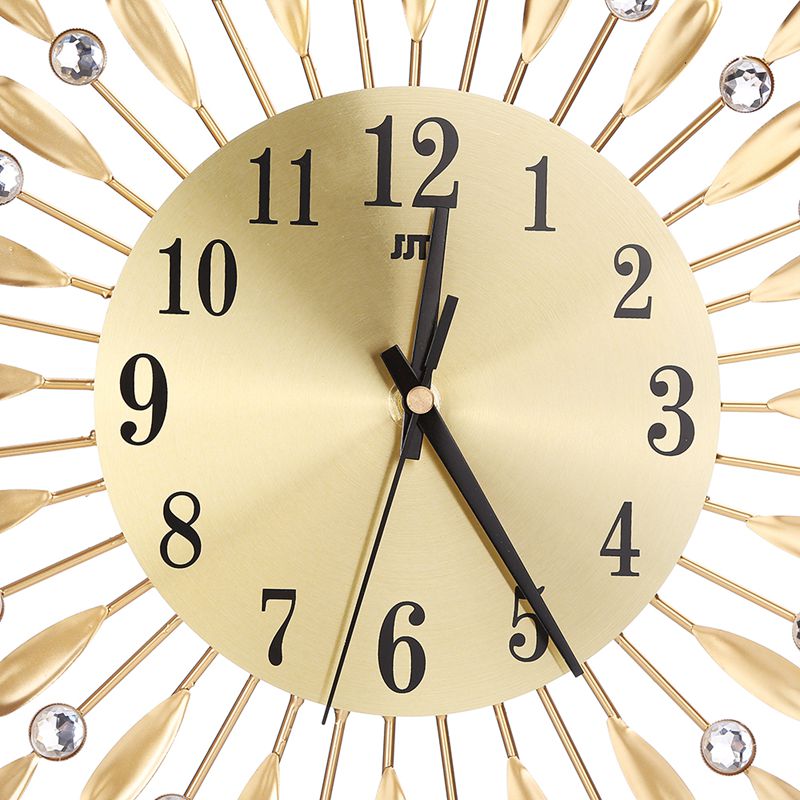 15 zoll 3D Große Wanduhr Glänzenden Strass Sonne Stil Moderne Wohnzimmer Dekor (Gold)