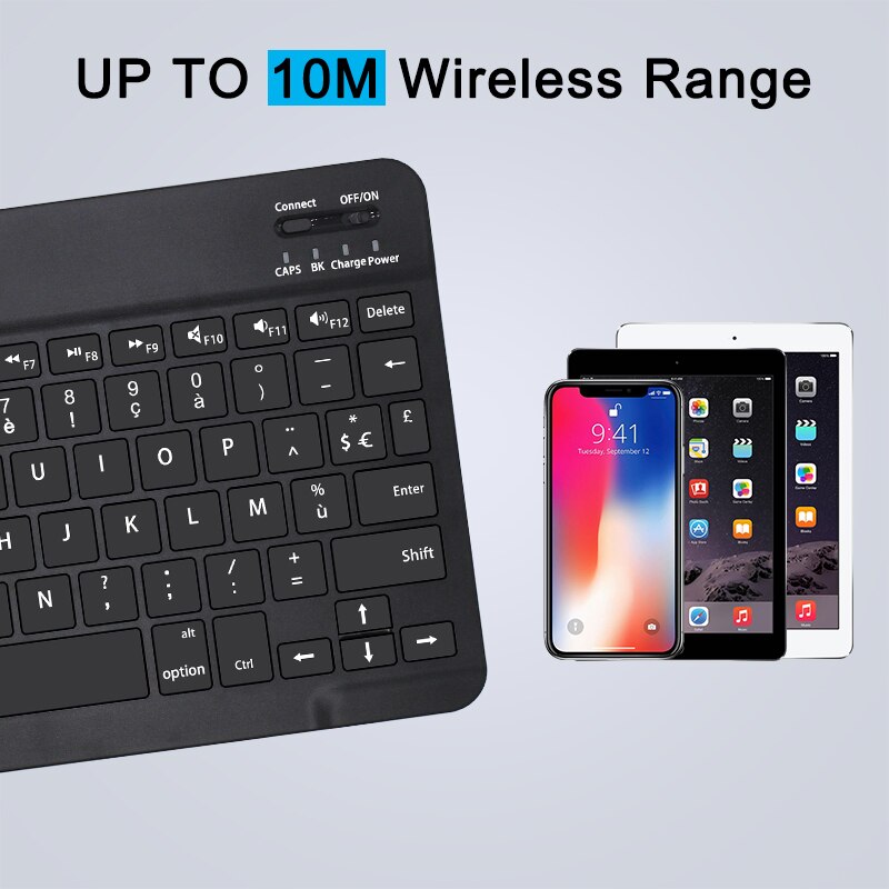 10 Inch Wireless Keyboard Bluetooth Keyboard Mouse Combos French Bluetooth Keyboard Rechargeable For ipad Phone Tablet Laptop
