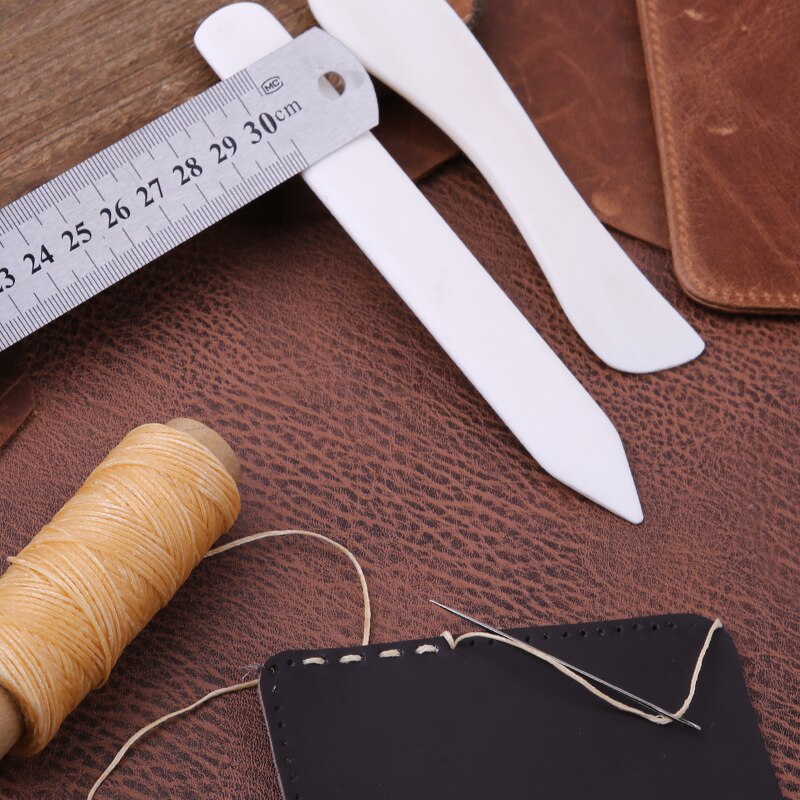 KAOBUY 19Pcs Leather Craft Bookbinding Kit Paper Creaser Waxed Thread Awl Needle Binder Clips DIY Sewing Set