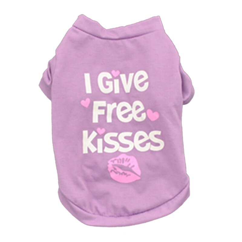 Bogstav hund skjorter sommer kæledyr tøj til små hunde tøj vest sød hvalp pyjamas forår kæledyr kat tøj 12 cy 30 s 2: Lilla / Xs