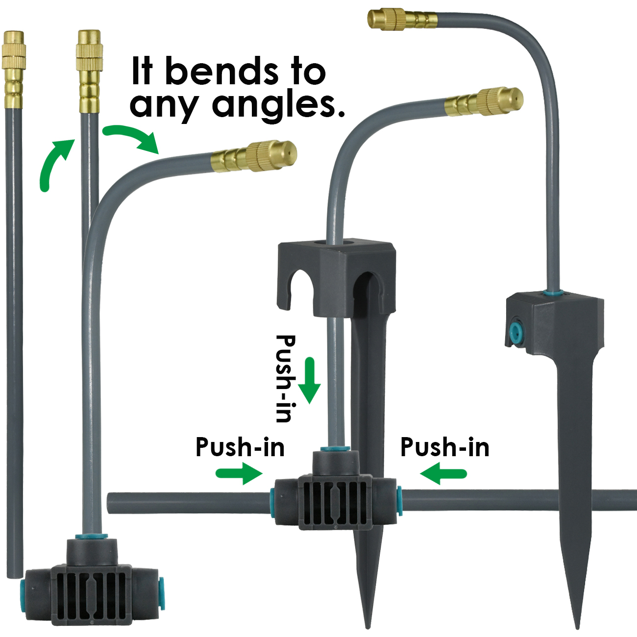 5M-30M 360° Bendable Mist Brass Cooling Sprinkler Self-priming Pump Watering System Quick Push-in Connector Drip Irrigation Kits