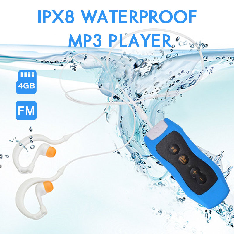 Mp3 Speler 4 Gb IPX8 Waterdichte Zwemmen MP3 Voor Zomer Duiken Outdoor Sport Fm Radio Muziek Speler Met oortelefoon