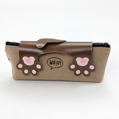 Estuche de lápices Kawaii de lona con almohadilla de gato, Estuches escolares grandes con cremallera, caja de lápices estuche, artículos para la mochila del colegio, papelería, 1 Uds.: ZhongSe