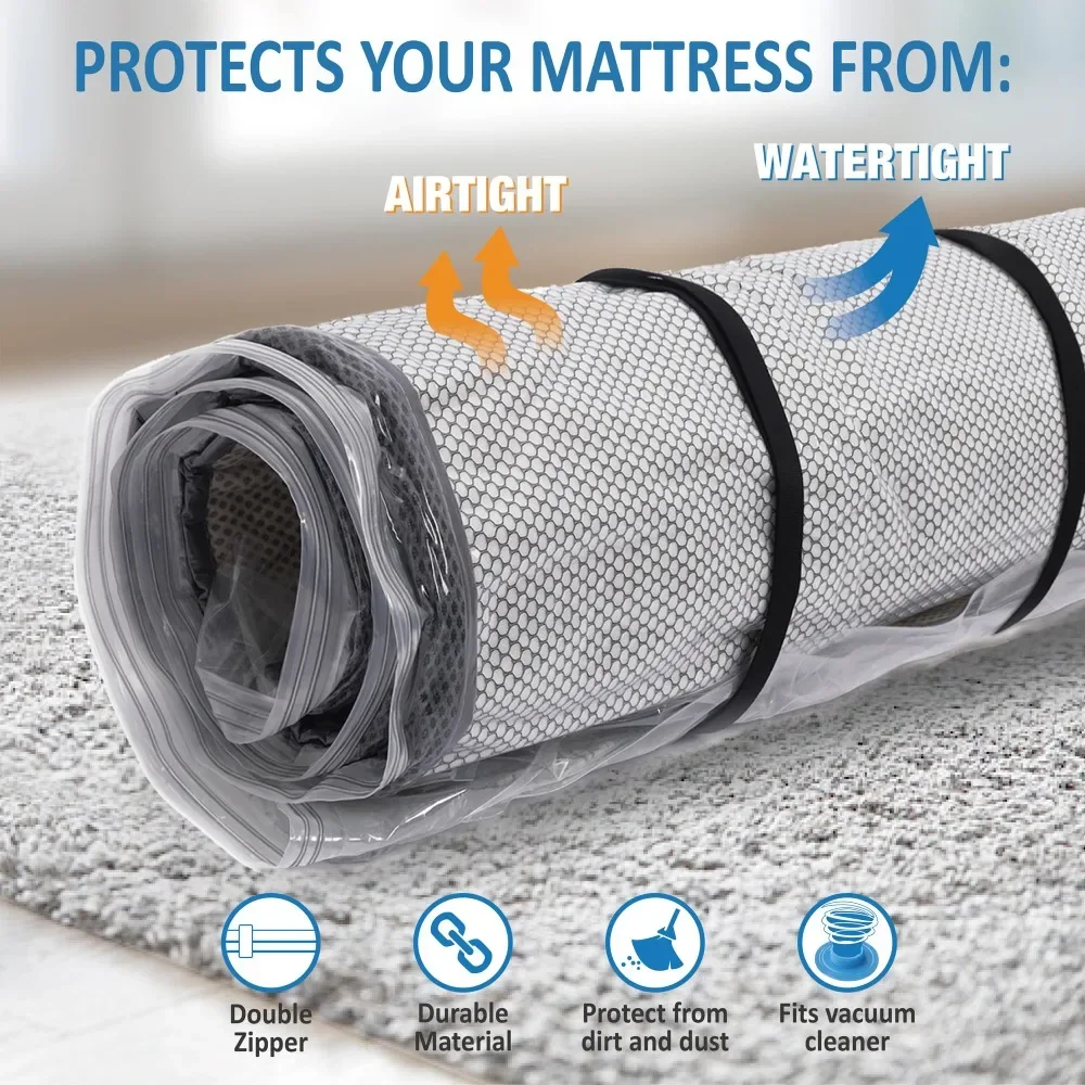 Saco de armazenamento a vácuo para colchão de armazenamento para mover - Saco de colchão com vedação a vácuo com alças para fácil movimentação, envio e armazenamento