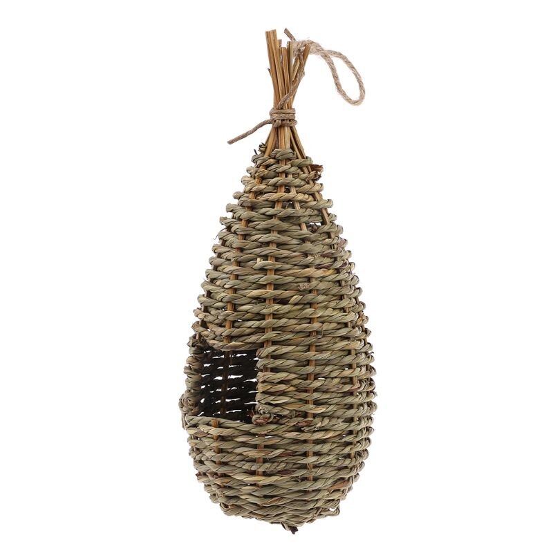 Hanging Bird House Natural Fiber Finch Bird Nest Hut Outdoor Cage Shelter Hideaway E7CC