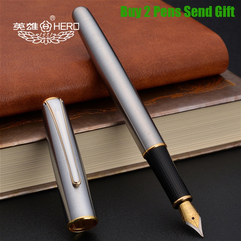 Hero 704 Metal Ink Fountain Pen Silver Plated Luxury Signature Writing Pen Buy 2 Pens Send