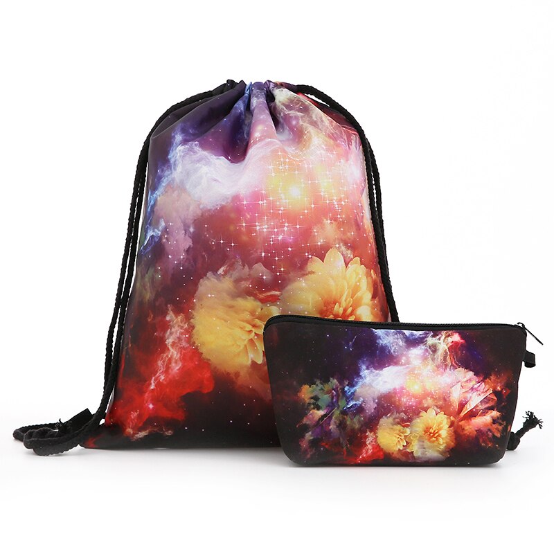 Sterrenhemel rugzak tassen trekkoord cosmetica pak bedrukking reizen heren tassen dames schouder softback reizen unisex: Stijl 9