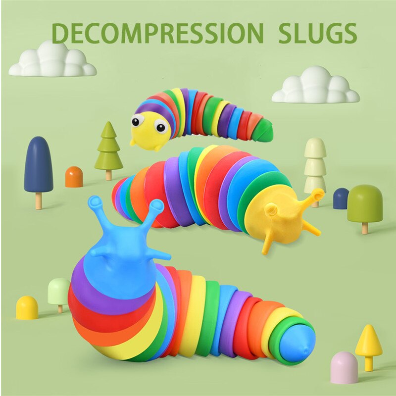 Juguete sensorial de Caracol Flexible para adulto, juguete antiestrés para Squirming Slug, autismo, para niños con autismo, descompresión