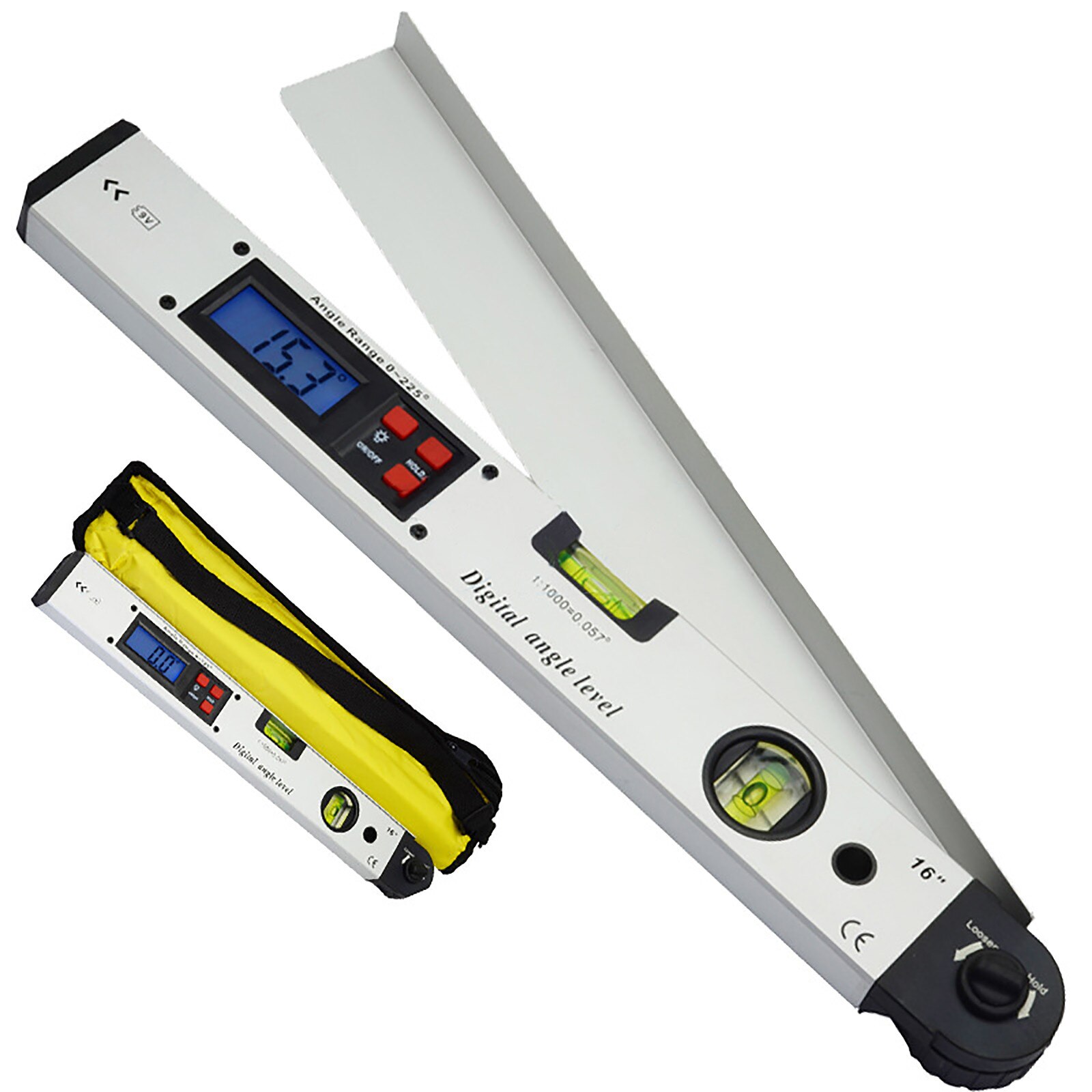 Digitale hoekzoeker gradenboog, hoekzoeker liniaal, 360 graden roestvrijstalen hoekliniaal met LCD-display, hoekmeetinstrument voor houtbewerking (0-300 mm
