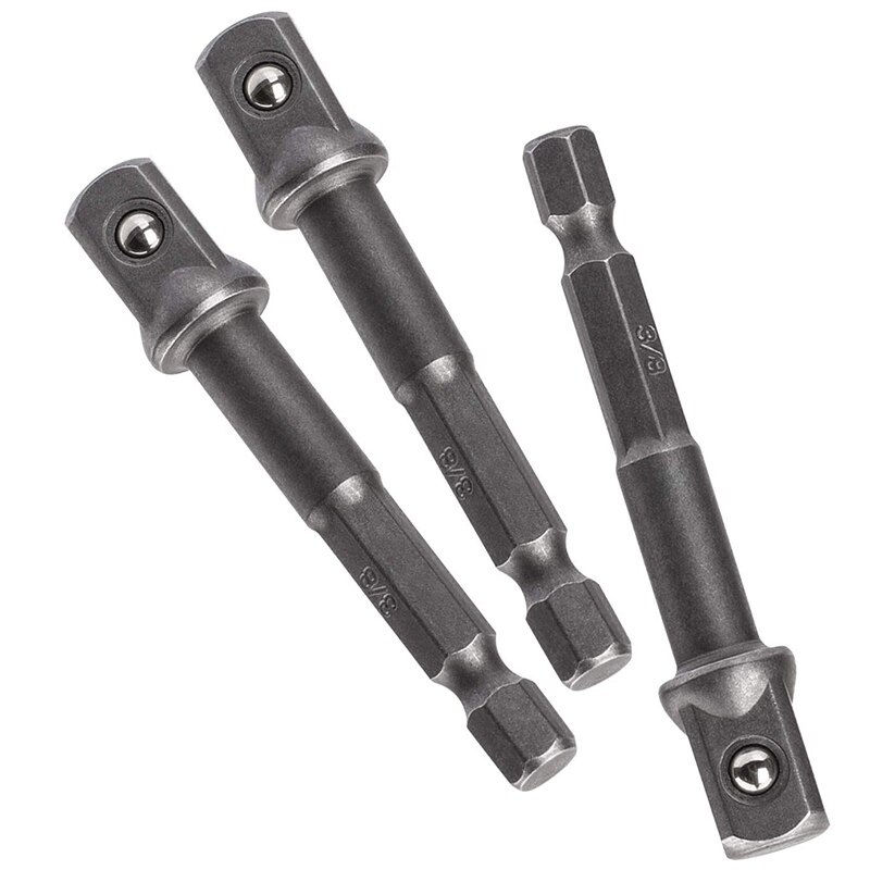 5 Pack 3/8 Inch(10mm) Square Socket Adapter Bit Set, Impact Driver Power Bits for Automotive DIY-1/4 Hex Shank