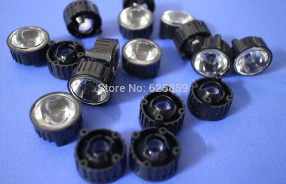 100 stuks 25.20.15.10.8.5 graden led-lens met schroef 20mm zwarte houder