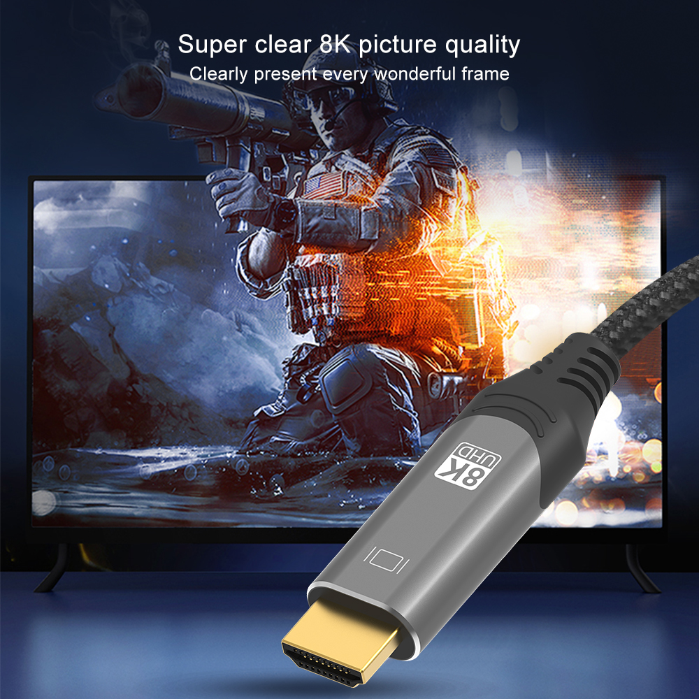 8K DisplayPort to HDMI-compatible Cable UHD 8K@30Hz 4K@120Hz Ultra Speed 48Gbps HDR for projector HDTV DP1.4 to HD2.1 Cable