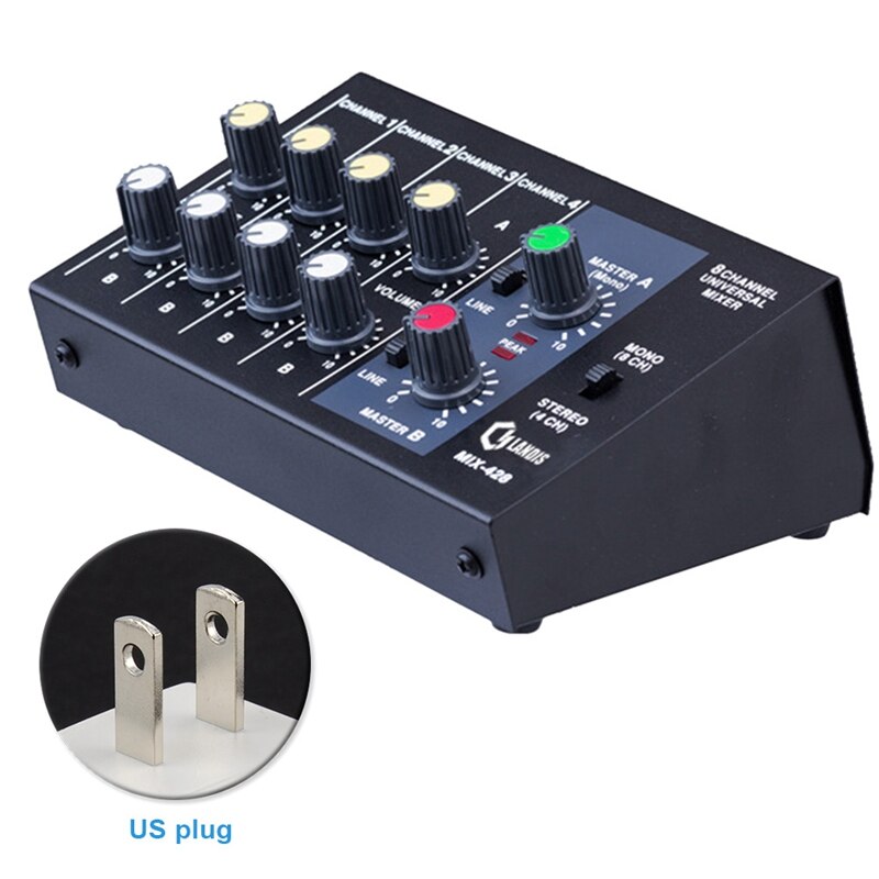 Mixerpult 8 kanals panel karaoke mikrofon lyd mixer digital justering stereo us stik