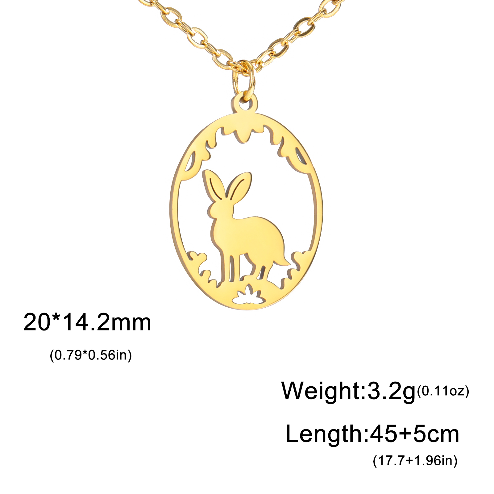 Roestvrijstalen Holle Ellips Dieren Hangers Ketting Meisjes Mode Schattige Konijn Vogels Serie Ketting Ketting Sieraden Voor Vrouwen: Rhodium Plated