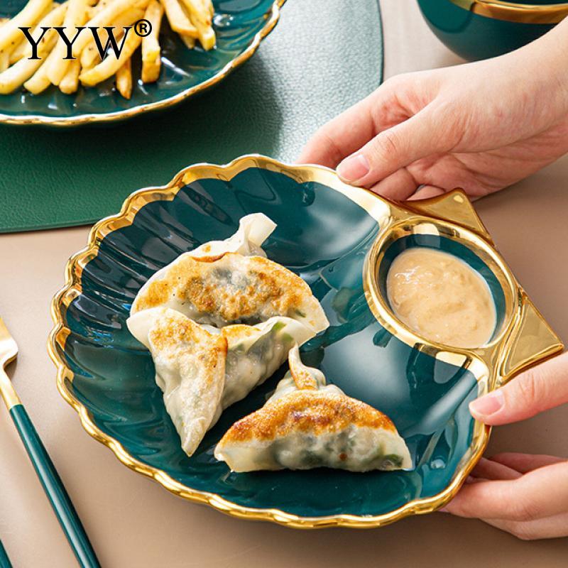 Accesorios para platos de cerámica, juego de platos de Sushi para el hogar, plato de bola de masa hervida, vajilla japonesa con forma de concha, accesorios de cocina