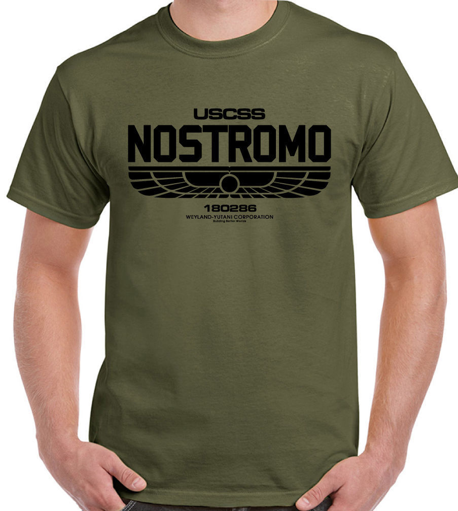 Nostromo 180286-Heren T-Shirt Alien Film Film USCSS Weyland-Yutani Sci-fi: Army Green / XL
