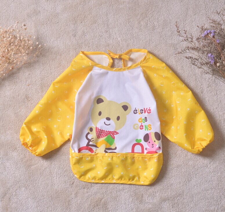 Animale di Stampa Del bambino Della Ragazza Del Ragazzo Mangiare Bavaglini Vestiti a Manica Lunga Impermeabile Alimentazione Bavaglini Grembiule