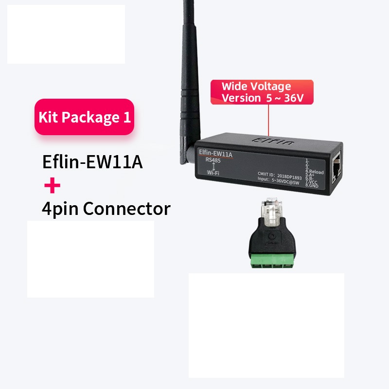 Puerto serie RS485 a dispositivo Serial WiFi, Elfin-EW11 de servidor compatible con TCP/IP, Telnet, Modbus, protocolo TCP, convertidor de transferencia de datos IOT: Blanco